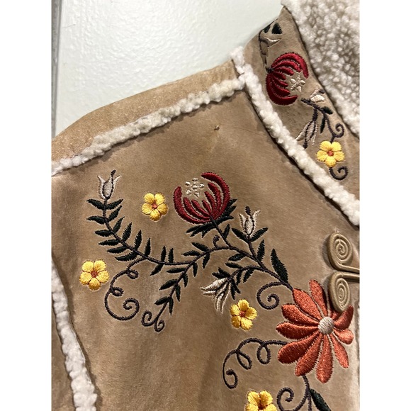 VTG Embroidered Suede & Shearling Coat ASO Phoebe Friends St John's Bay - Picture 11 of 15